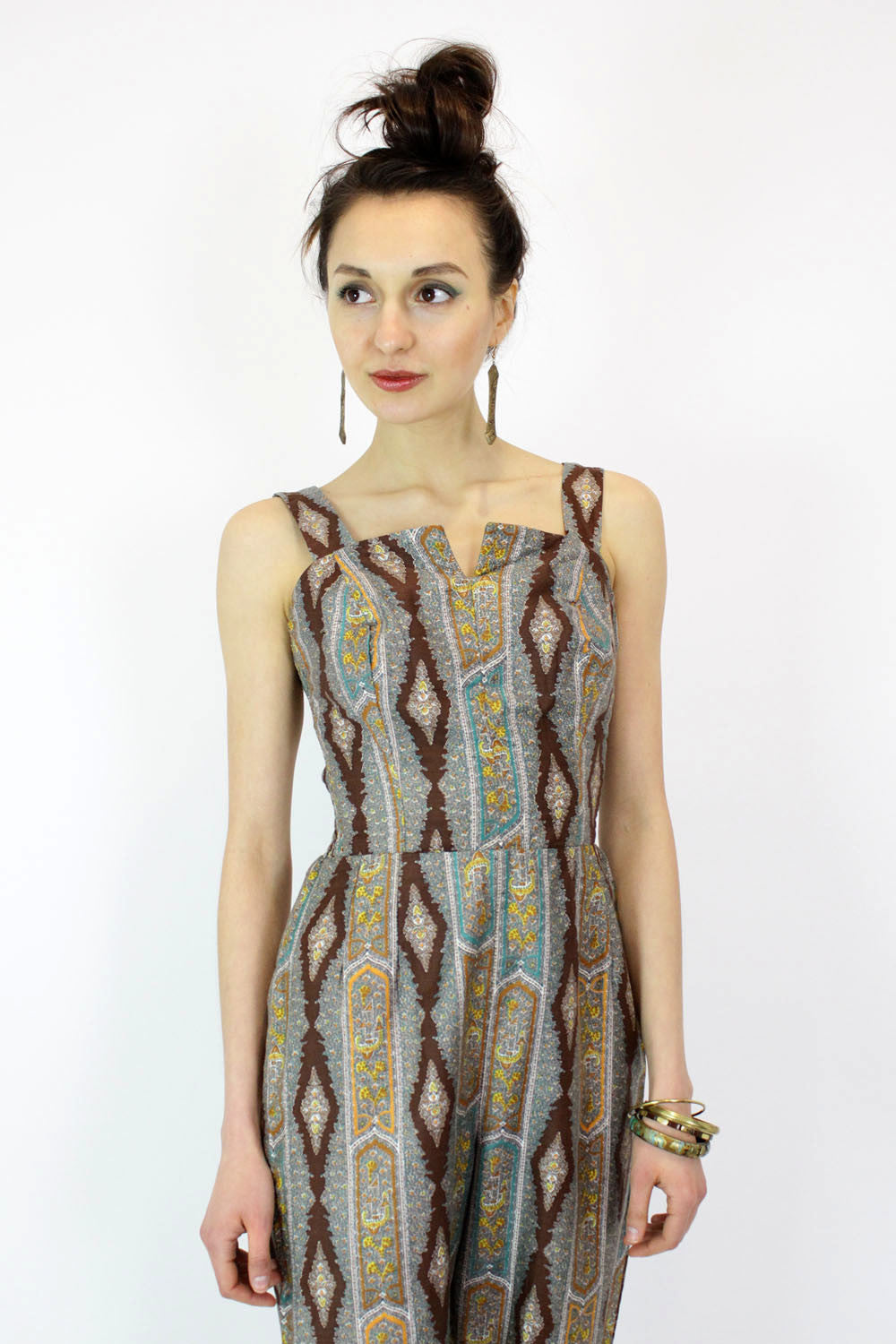 60s Paisley Jumpsuit S