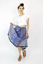 Metallic Sky Blue Gauze Indian Skirt