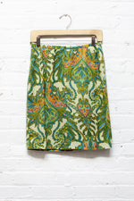 60s Lime Paisley Wiggle Skirt S