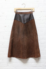 Patched Leather High Waist Skirt XS