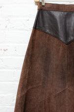 Patched Leather High Waist Skirt XS