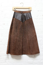 Patched Leather High Waist Skirt XS