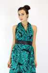 Teal Tropics Tie Back Dress M/L