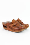 70s Cutout Wood Clogs 7.5