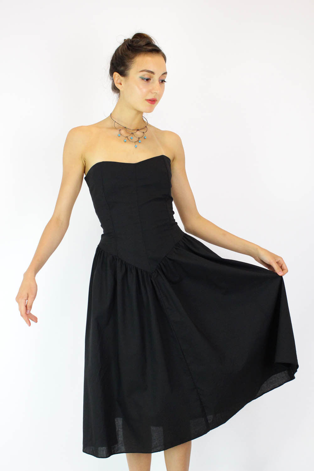 strapless fit and flare dress