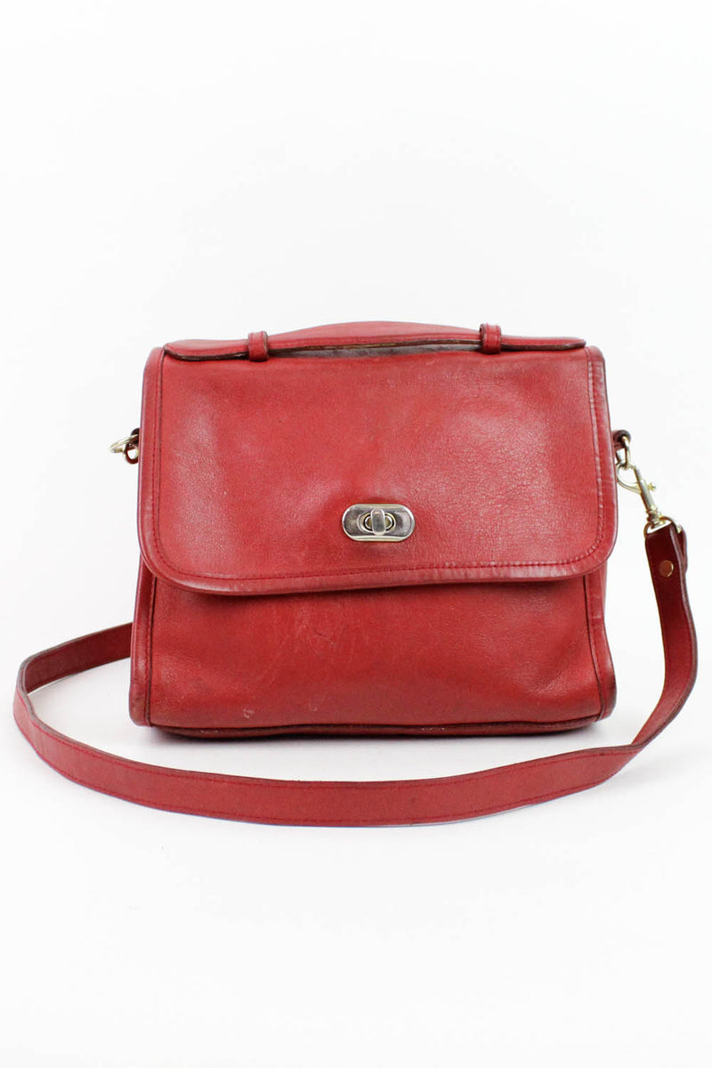 vintage red top handle handbags