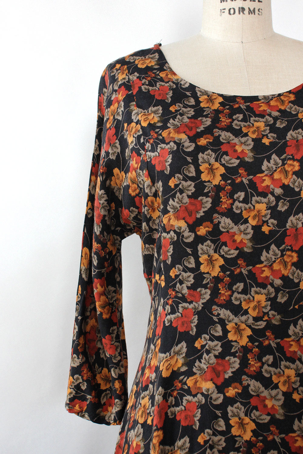 Rust Floral Tea Dress M