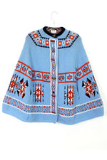 70s Native Blue Poncho