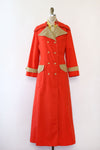 ON HOLD Khaki Trim Red Maxi Trench Coat M/L