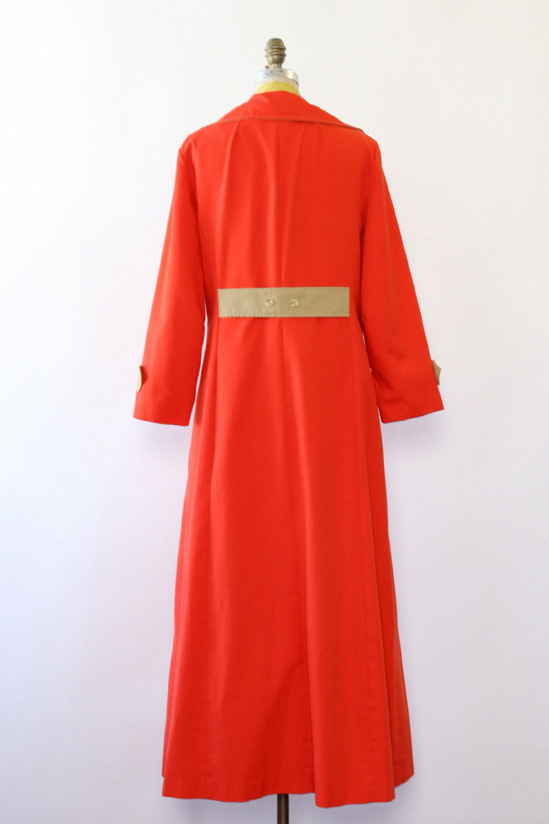 ON HOLD Khaki Trim Red Maxi Trench Coat M/L