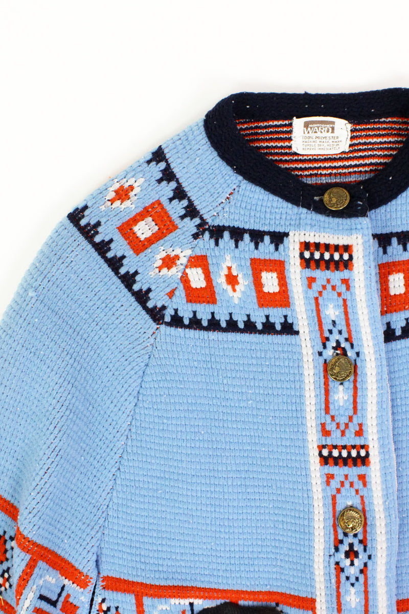 70s Native Blue Poncho