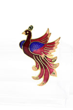 Enamel Peacock Brooch