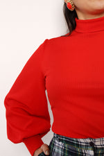 Red Knit Balloon Top M/L