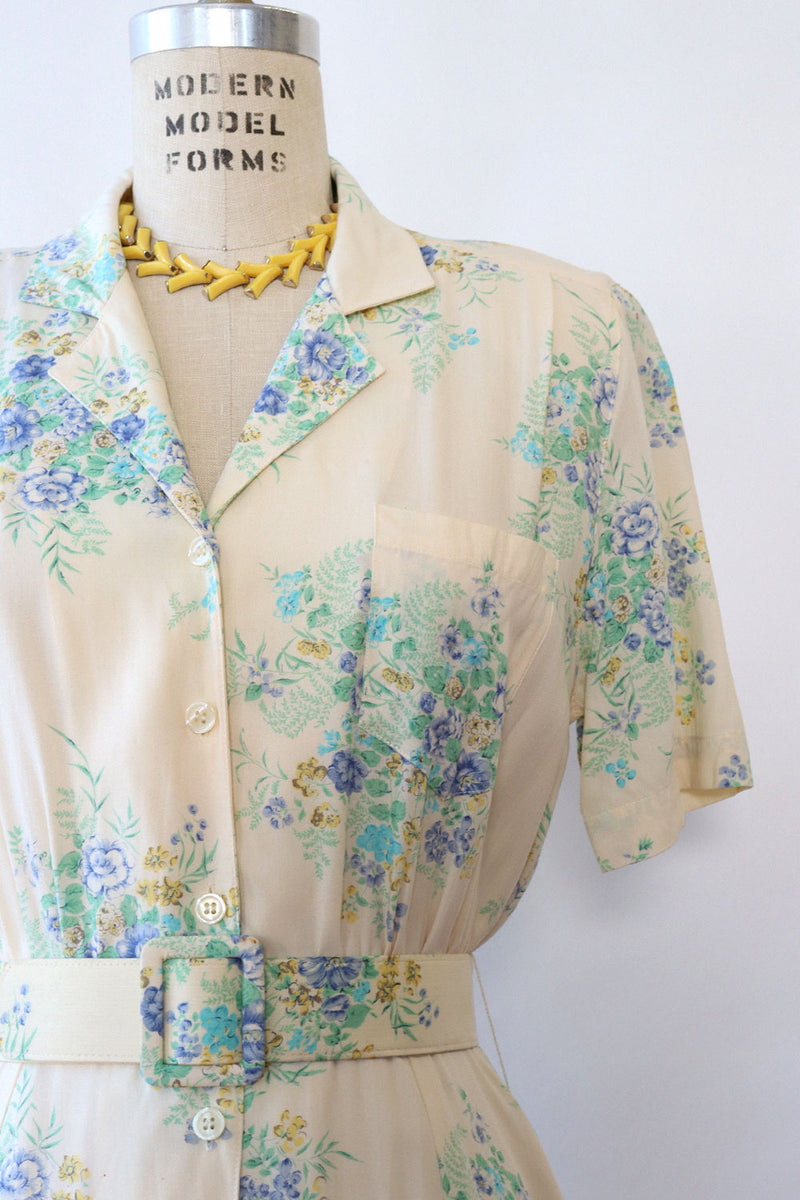 Soft Floral Tailored Shirtdress S/M