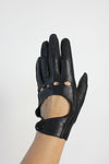 Black Leather Riding Gloves