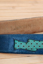 Lanvin Teal Tone Leather Belt XS-M