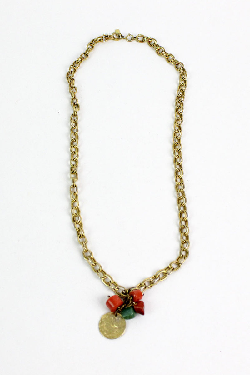 coral & gold necklace