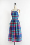 Rainbow Plaid Buttonback Dress S