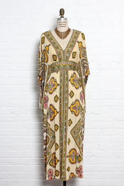 Jersey Paisley Caftan Dress XS M OMNIA
