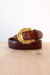 Chestnut Leather Scroll Belt