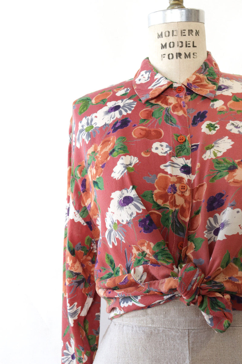 Softest Cherry Daisy Print Buttondown S-L