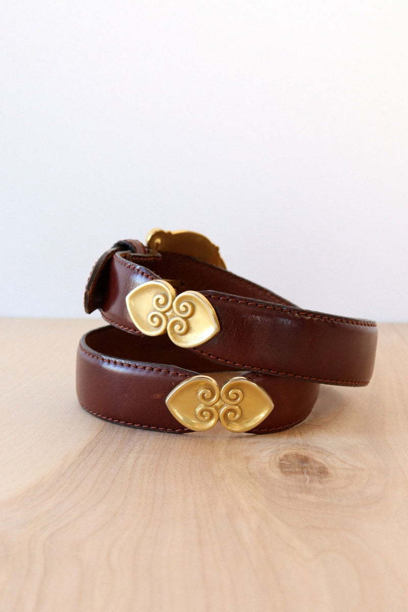 Chestnut Leather Scroll Belt