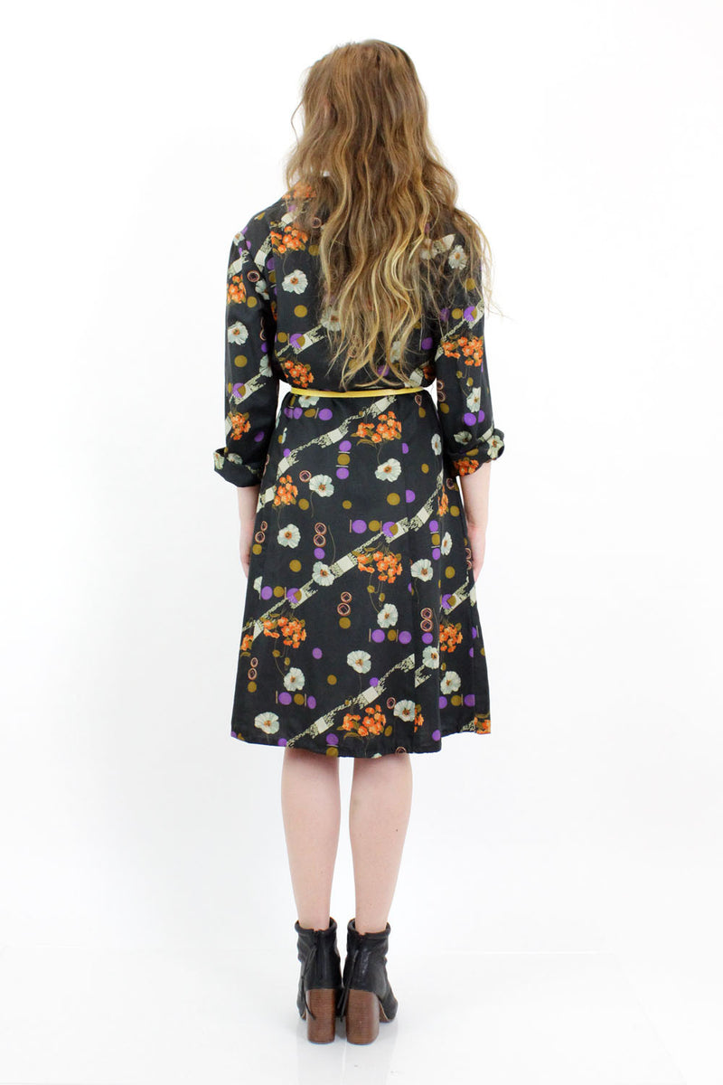 Abstract Print Shirt Dress L