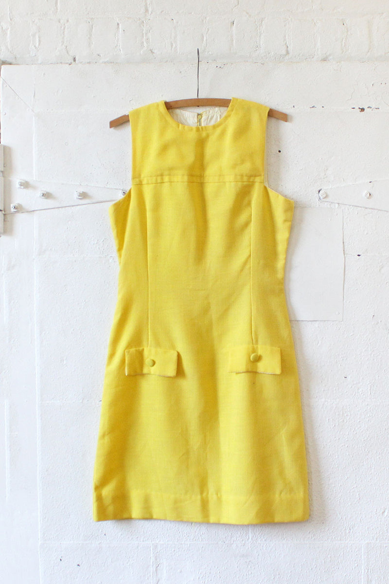 Lemon Linen Shift Dress S