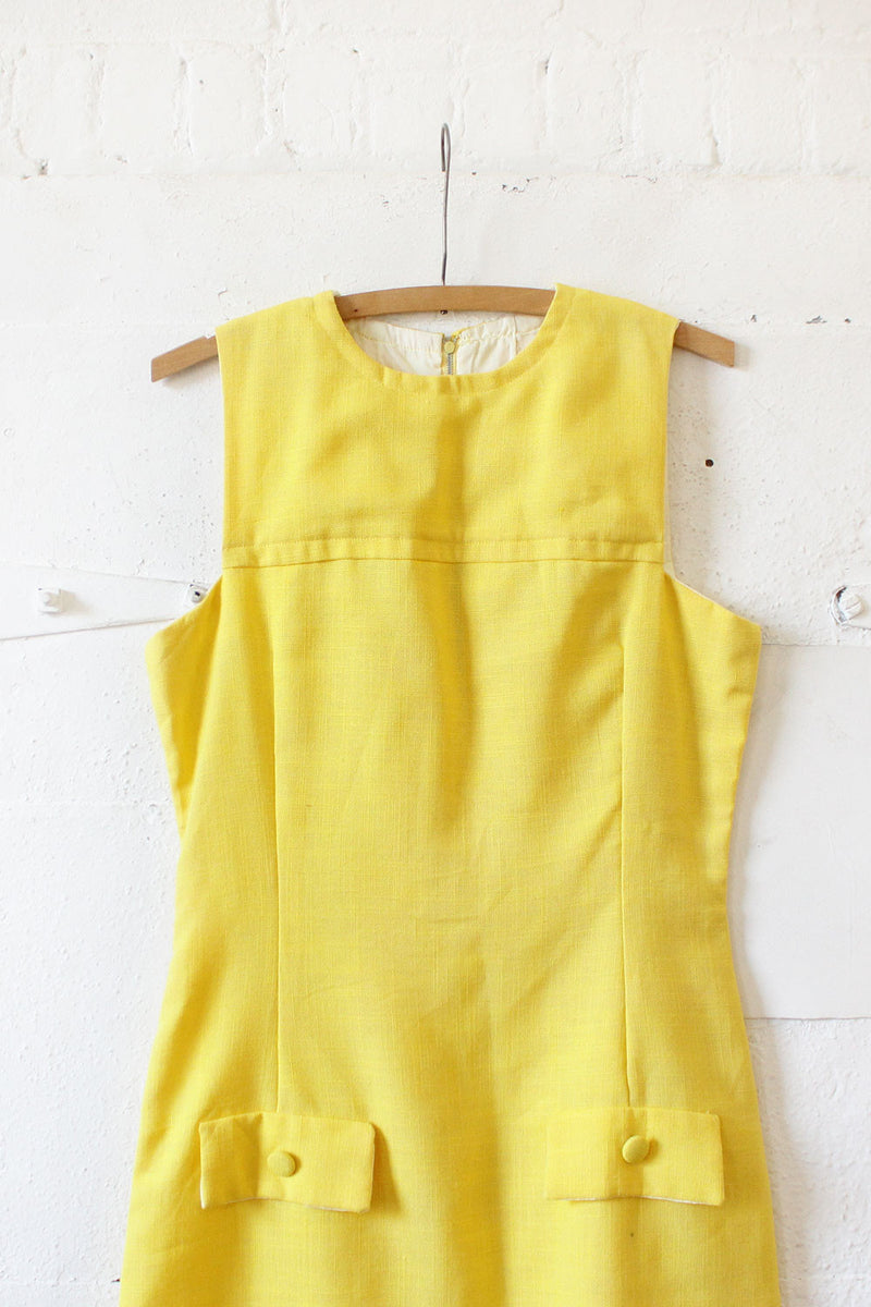 Lemon Linen Shift Dress S