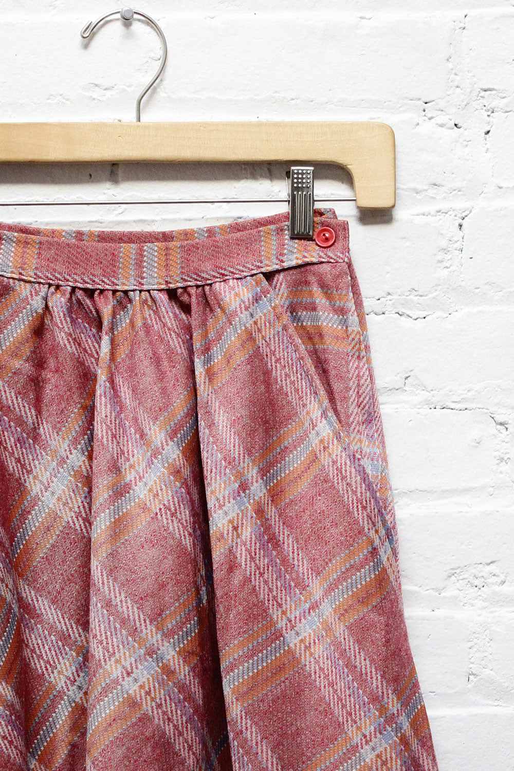 Rose Plaid Flare Skirt XS