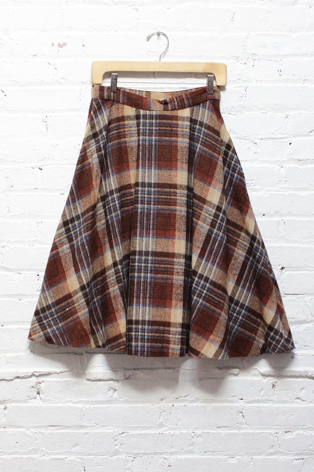 Cocoa Plaid Flare Skirt S