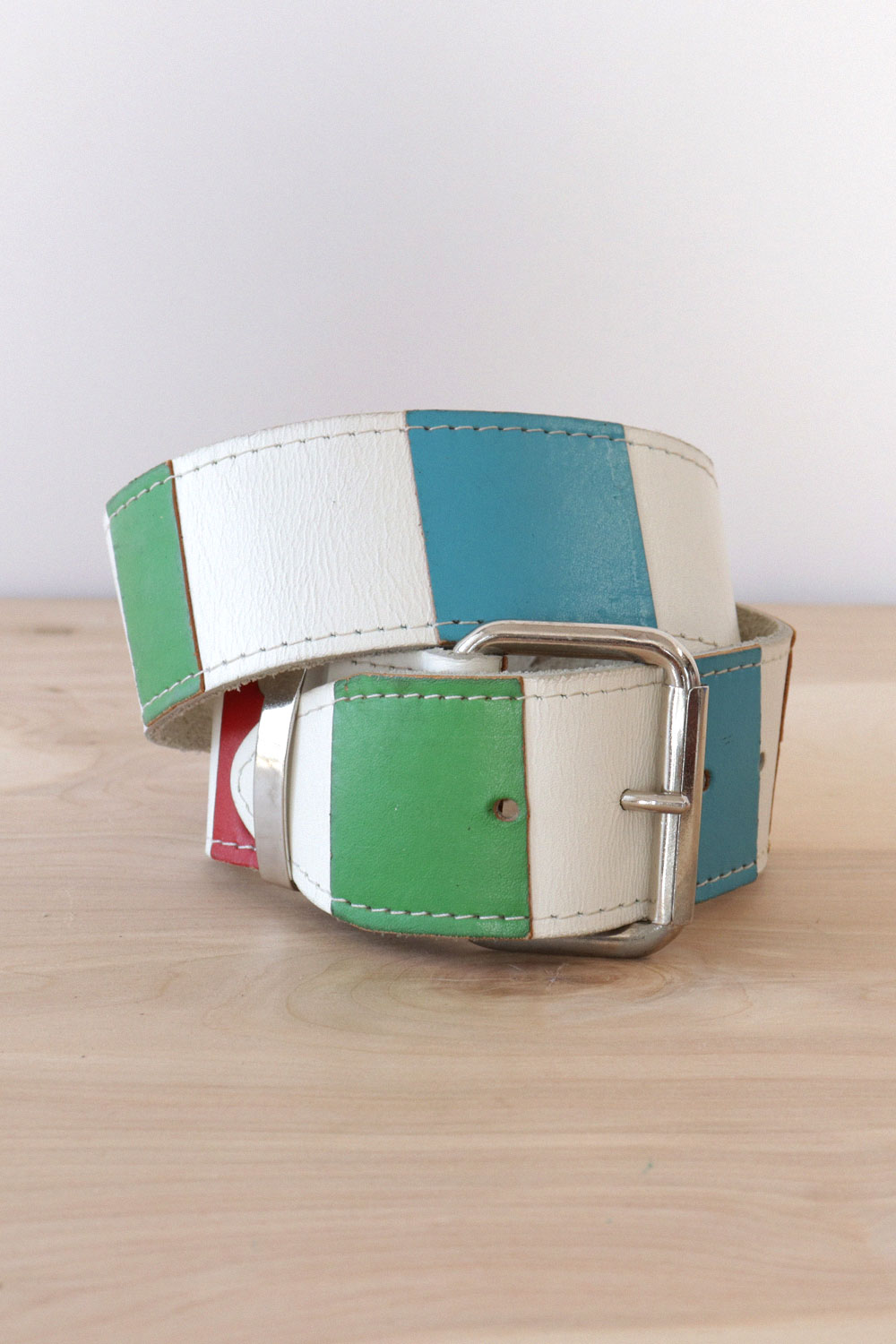 Colorblock Thick Leather Belt S/M