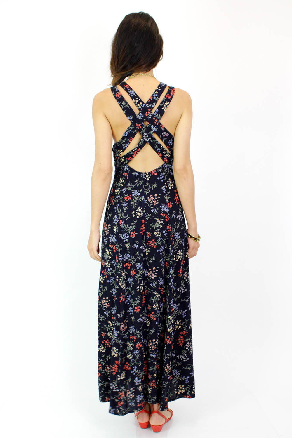 Navy Criss Cross Maxi Dress M