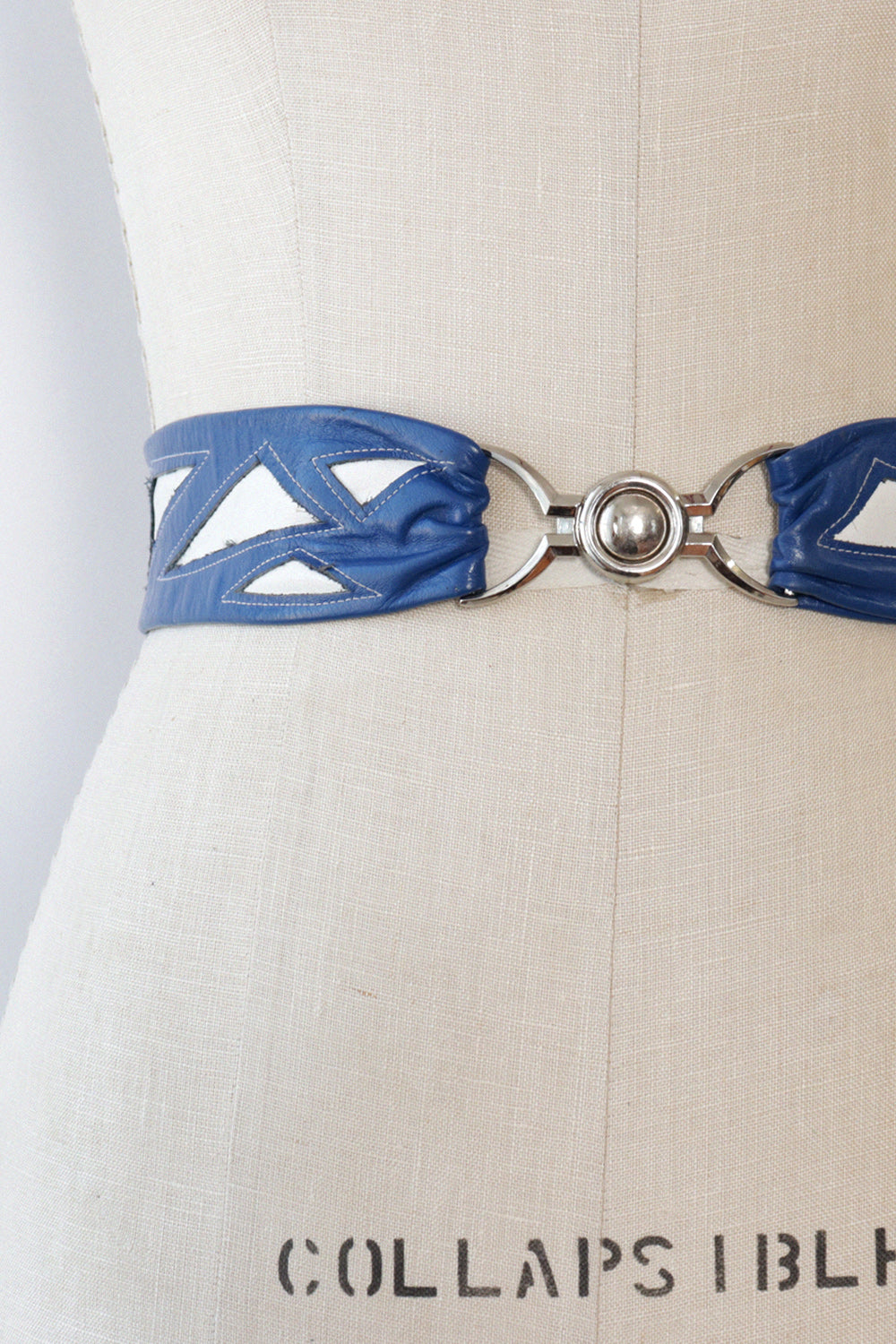 Cobalt Leather Inlay Belt 30"