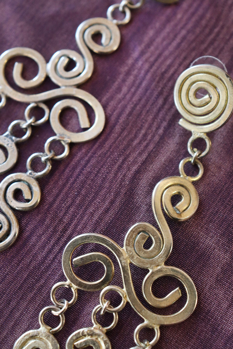 Coiled Brass Statement Earrings