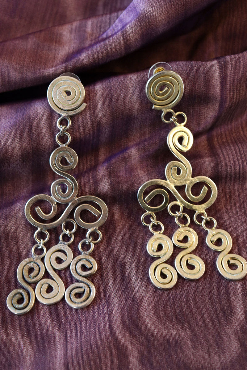 Coiled Brass Statement Earrings