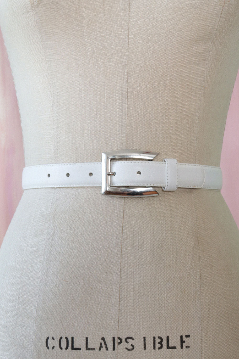 Simple White Leather Belt XS-M