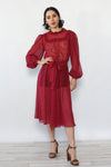 Cranberry Lurex Ruffled Dress S-L