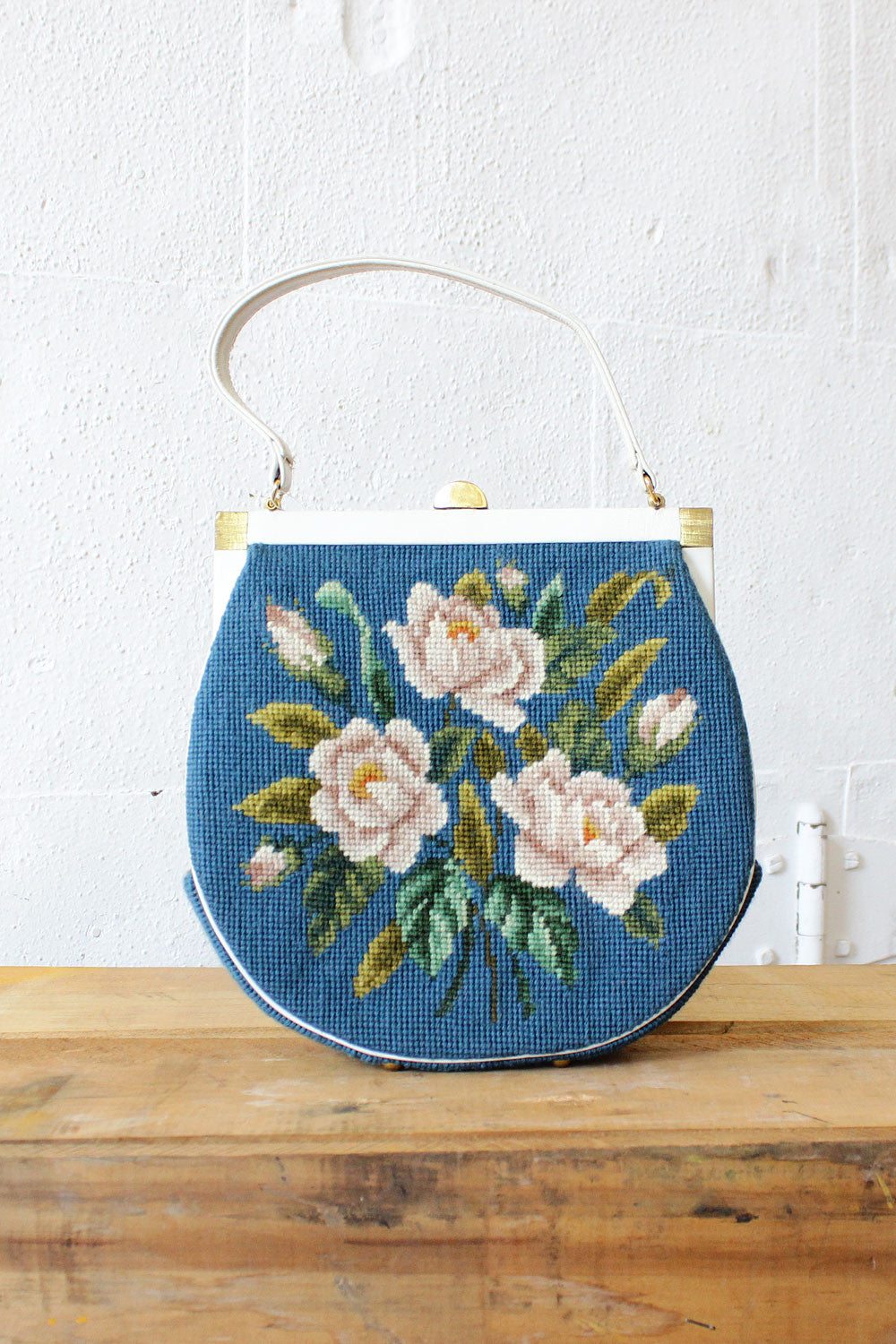 Denim Blue Needlepoint Purse