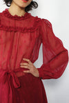 Cranberry Lurex Ruffled Dress S-L