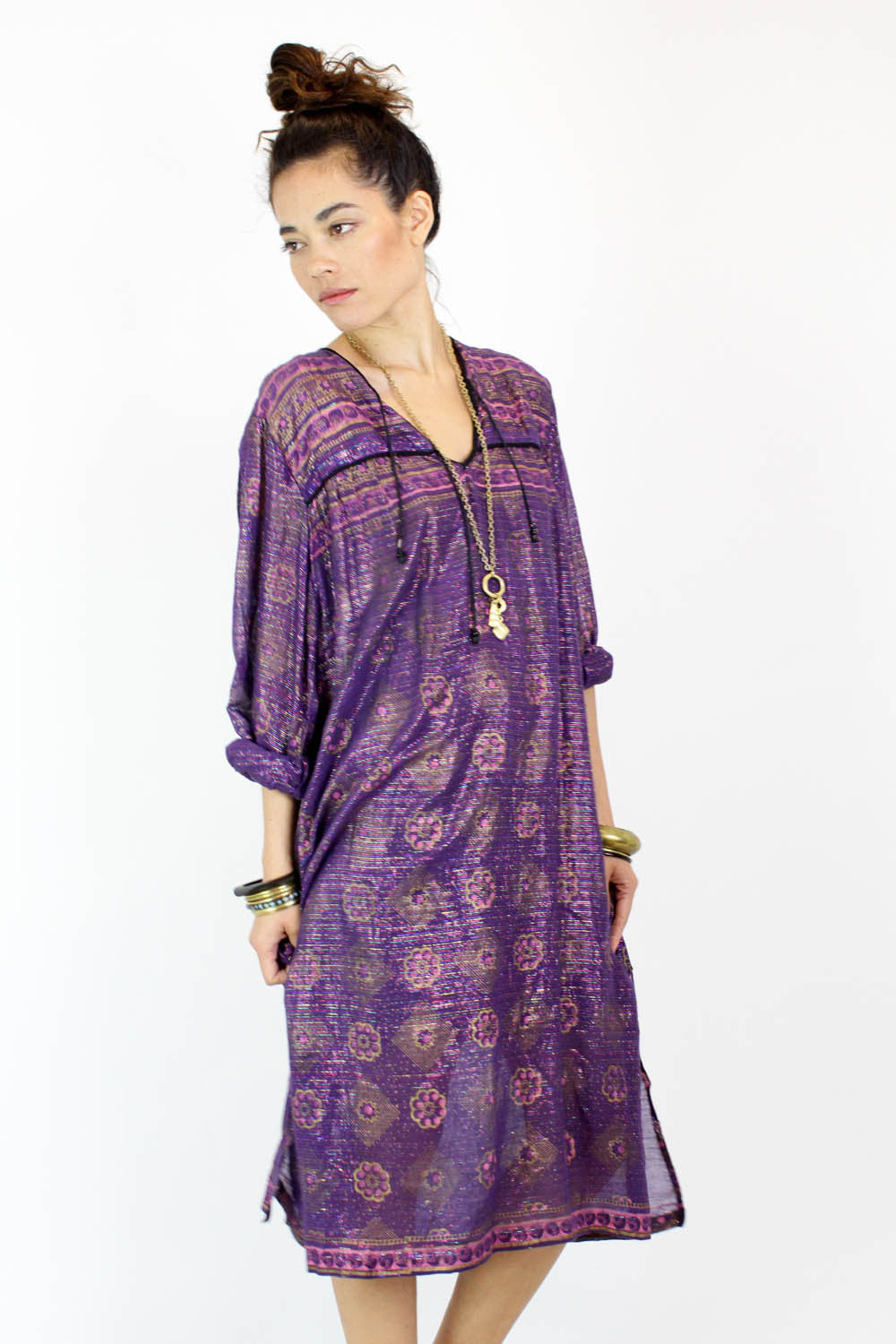 Metallic Tassel Indian Gauze Dress