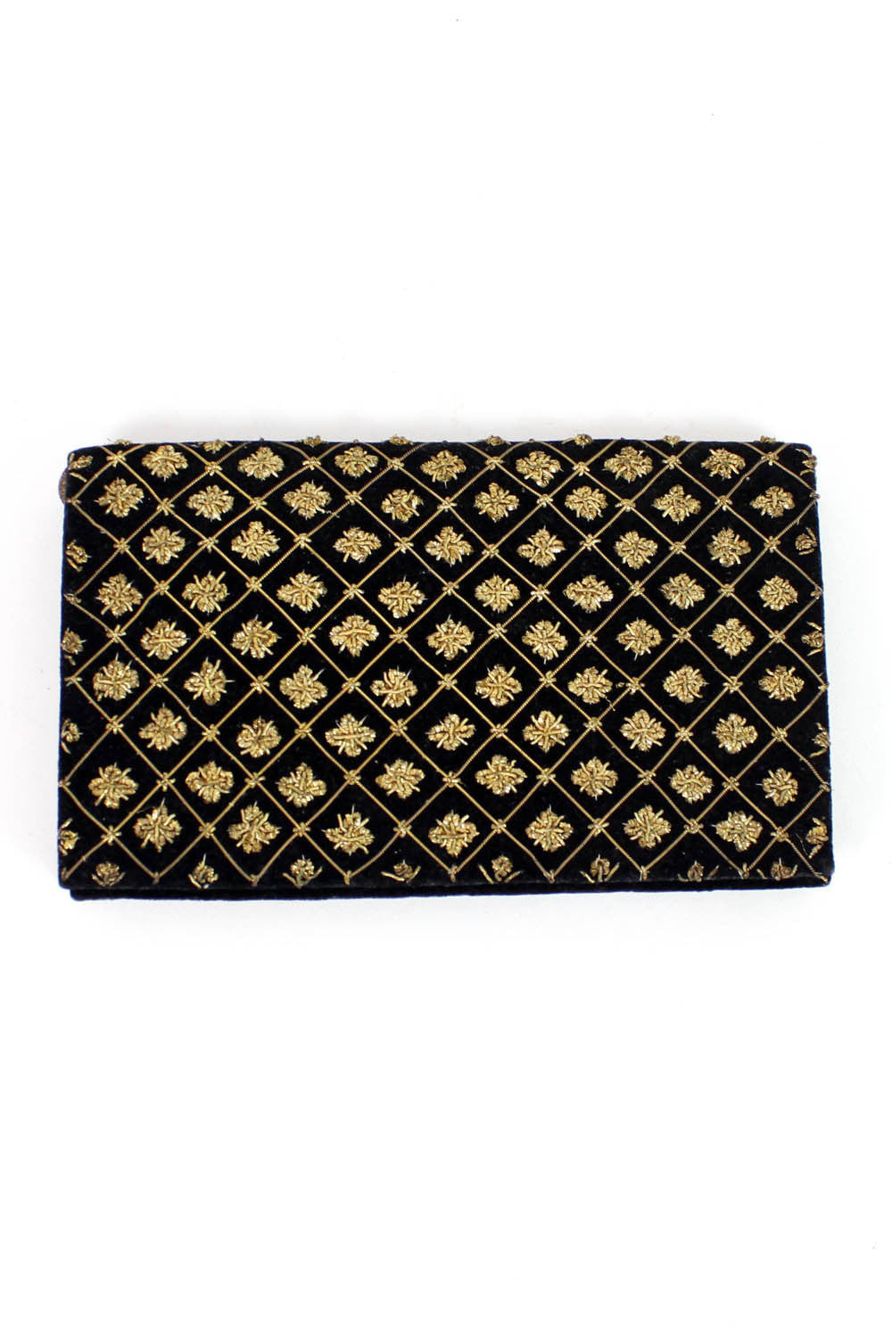 metallic velvet clutch