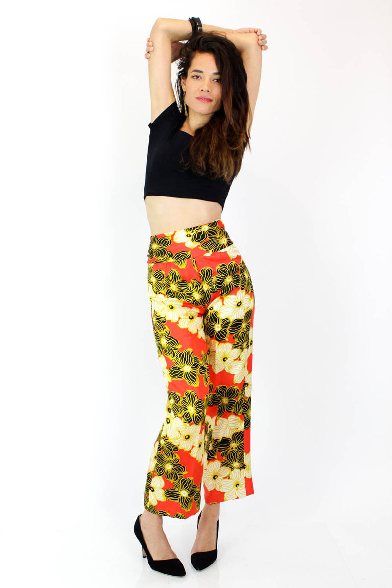 Floral High Rise Pants in Multicoloured - Oscar De La Renta