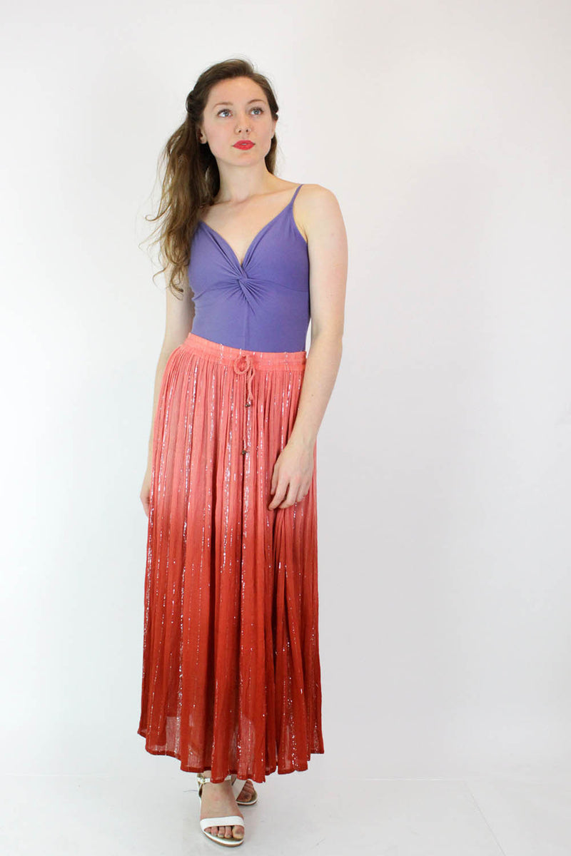 Ombre Metallic Gauze Peasant Skirt