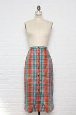 Madras Plaid Pocket Skirt M