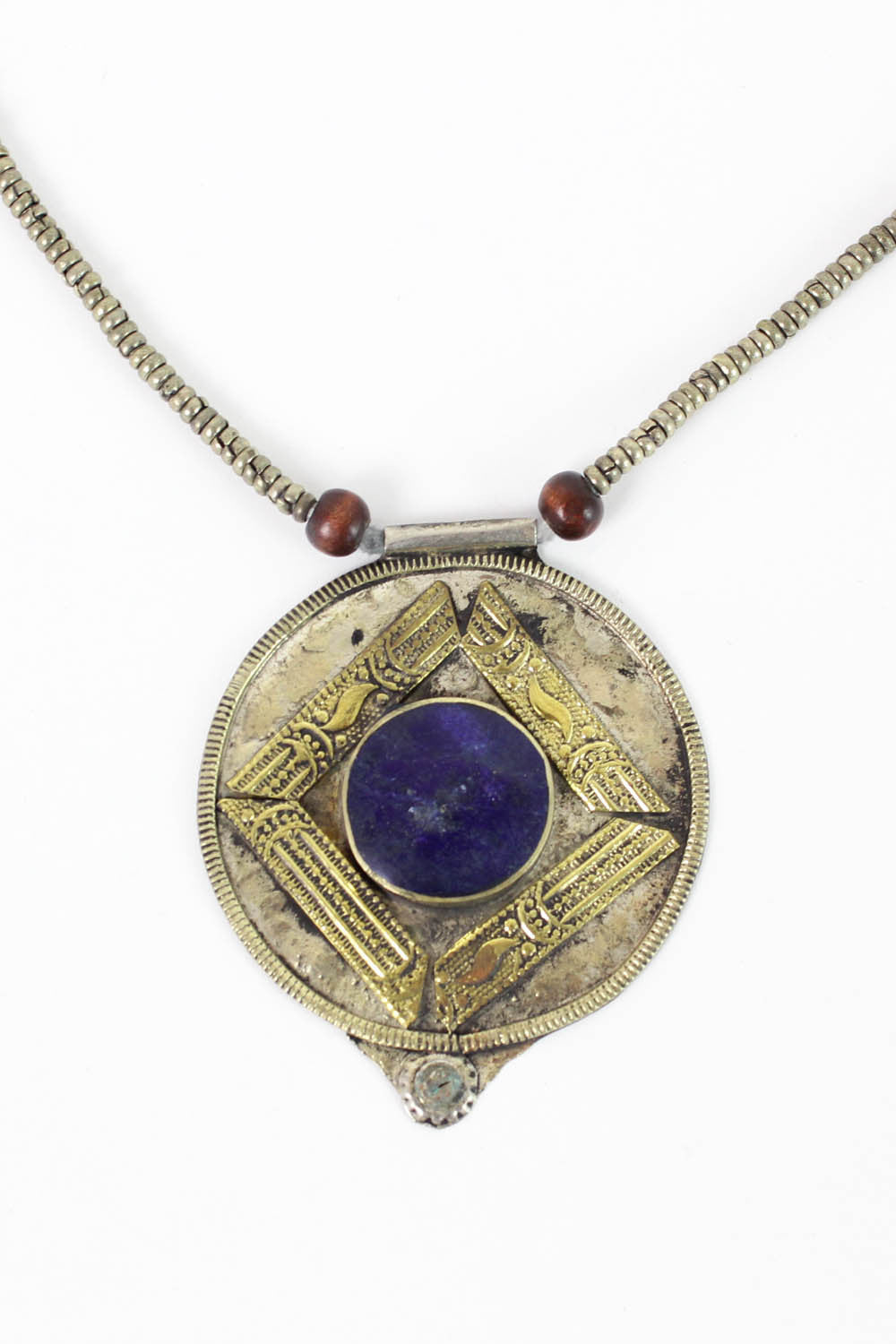 vintage tribal lapis pendant necklace