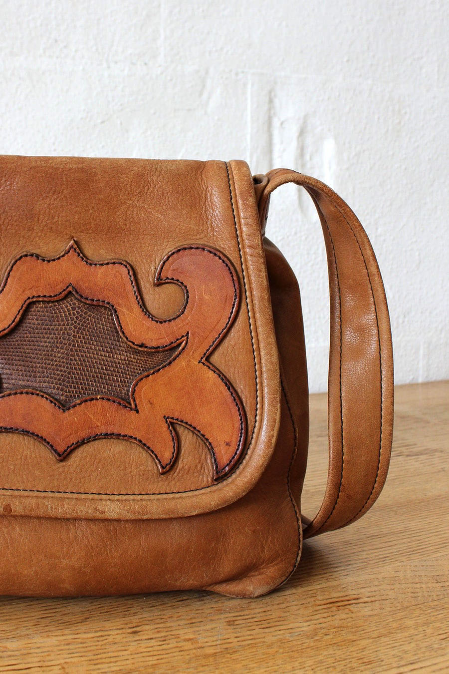 Pecan Leather Saddle Bag