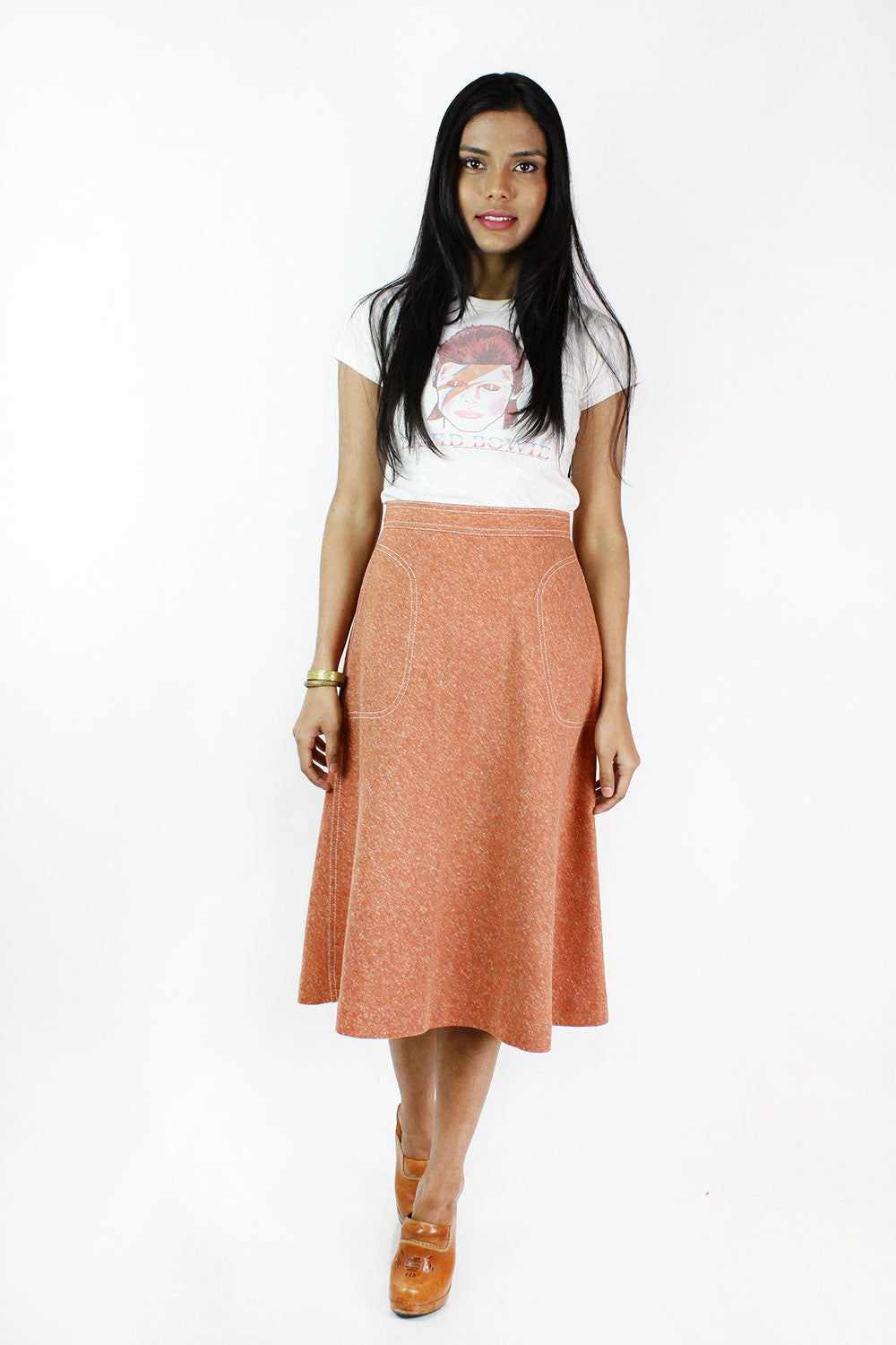 70s Peach Flare Skirt S