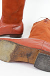 Rust Leather Lace Up Boots 8