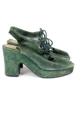 Green Suede Lace Up Platforms 7.5